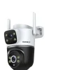 Overvågningskamera, 8MP opløsning, dual linse design,EU Stik, 1Pcs Wifi Ingen Kort