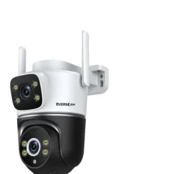 Overvågningskamera, 8MP opløsning, dual linse design,EU Stik, 1Pcs Wifi Ingen Kort