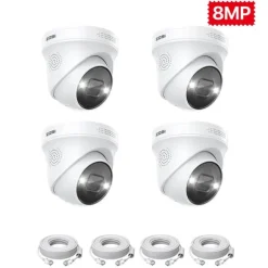 Overvågningskamera, 8MP opløsning, farve natvision,8MP 4PK