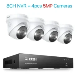 Overvågningskamera System, 5MP Opløsning, Farve Natvision,2T-a, 4PCS 5MP kameraer