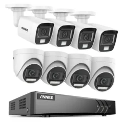 Overvågningskamera System, 5MP Opløsning, Vejrbestandigt Design,8CH DVR 8Pcs Kits, Ingen