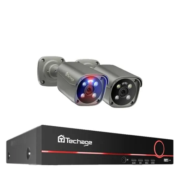 Overvågningskamera System, AI Detektion, To-Vejs Lyd,8CH 2PCS 8MP KAMERA, Ingen indbygget HDD