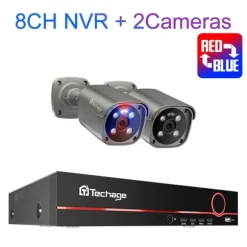 Overvågningskamera System, AI Detektion, To-Vejs Lyd,8CH 2PCS 8MP KAMERA, Ingen indbygget HDD