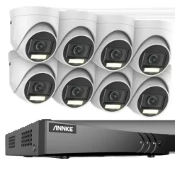 Overvågningskamera System, 5MP Opløsning, Vejrbestandigt Design,8CH DVR 8Pcs Kits, 1T