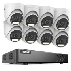 Overvågningskamera System, 5MP Opløsning, Vejrbestandigt Design,8CH DVR 8Pcs Kits, 1T