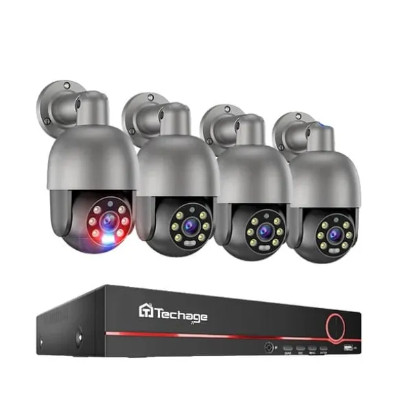 Overvågningskamera System, 8 Kanaler, AI Menneske Detektion,8CH 5MP 4PCS CAM, Ingen indbygget HDD