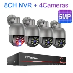 Overvågningskamera System, 8 Kanaler, AI Menneske Detektion,8CH 5MP 4PCS CAM, Ingen indbygget HDD