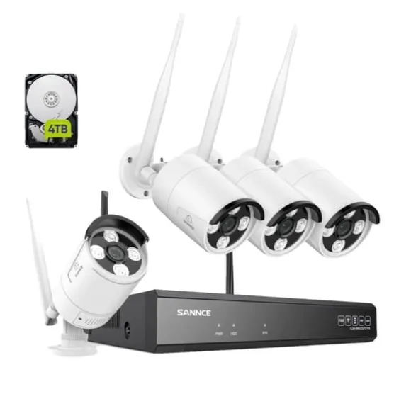 Overvågningskamera System, 5MP Opløsning, Smart Nattesyn,4PCS-a