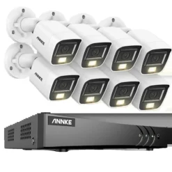 Overvågningskamera System, 5MP Opløsning, Vejrbestandigt Design,8CH DVR 8Pcs Kits, 1T