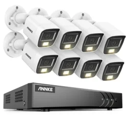 Overvågningskamera System, 5MP Opløsning, Vejrbestandigt Design,8CH DVR 8Pcs Kits, 1T