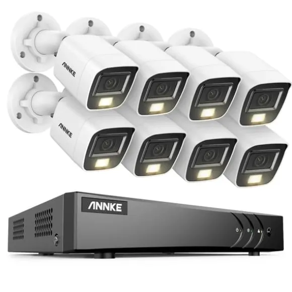 Overvågningskamera System, 5MP Opløsning, Vejrbestandigt Design,8CH DVR 8Pcs Kits, 1T