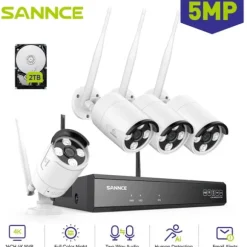 Overvågningskamera System, 5MP Opløsning, Smart Nattesyn,4STK