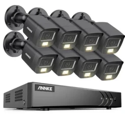 Overvågningskamera System, 5MP Opløsning, Vejrbestandigt Design,8CH DVR 8Pcs Kits, Ingen