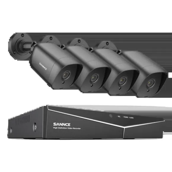 1080P 4-kanals DVR CCTV-system, udendørs vejrbeskyttede kameraer, mobil fjernovervågning.,ilføj 4 stk. Kamera-a