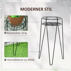 3-pak blomsterstativer i metal til potter op til Ø16 cm – sort