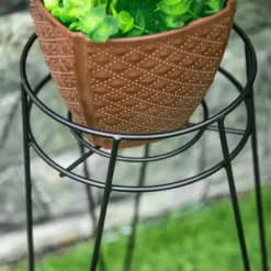 3-pak blomsterstativer i metal til potter op til Ø16 cm – sort