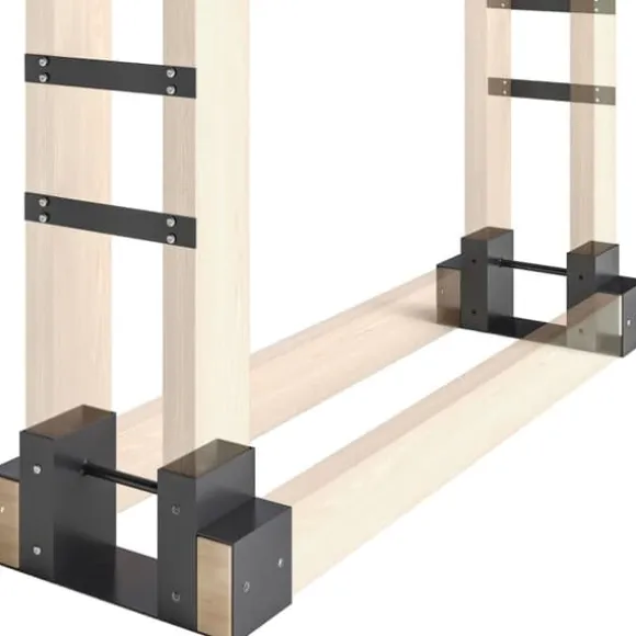2-pak brændestativer til indendørs brug 33,5×10×15,5 cm, justerbar længde, metal, sort