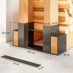 2-pak brændestativer til indendørs brug 33,5×10×15,5 cm, justerbar længde, metal, sort