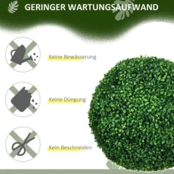 2-pak buksbomkugler 50 cm kunstige, plast, til hjem, kontor & have