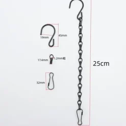 2-pak fuglefoderhuse, urtepotter, lanterner og dekorative kæder (sort, 25 cm)