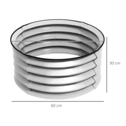 2-pak højbed i metal 60x60x30 cm, åben bund, sølv