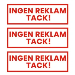 3-pak ingen reklame takkeret klistermærkatrød 3,5x10,5 cm