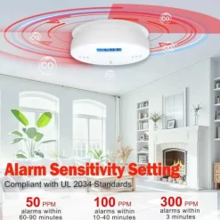 1-pak kuliltealarm med LCD-display, UL2034-standard, egnet til hjemmebrug