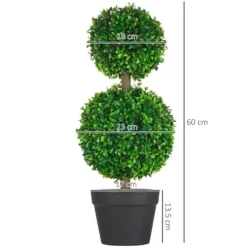 2-pak kunstig buksbom 60 cm dobbeltkugle, UV-beskyttelse, til hjem & have