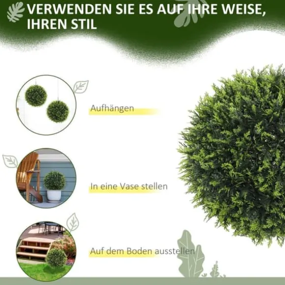2-pak kunstig ceder 45 cm med potte, dekorative planter til hjem & have