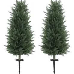 2-pak kunstig cypres 100 cm med jordspyd, naturtro til have & hjem