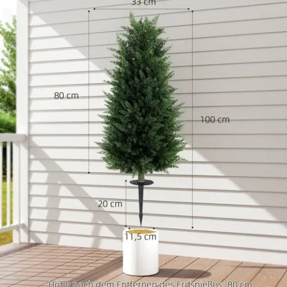 2-pak kunstig cypres 100 cm med jordspyd, naturtro til have & hjem