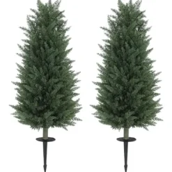2-pak kunstig cypres 100 cm med jordspyd, naturtro til have & hjem