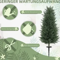 2-pak kunstig cypres 100 cm med jordspyd, naturtro til have & hjem