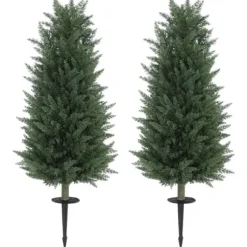2-pak kunstig cypres 100 cm med jordspyd, naturtro til have & hjem
