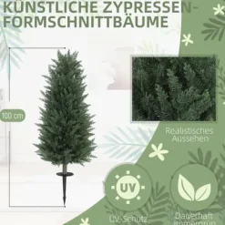 2-pak kunstig cypres 100 cm med jordspyd, naturtro til have & hjem