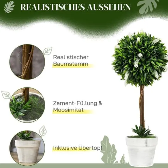 2-pak kunstig lavendel 60 cm med potte, realistisk kunstblomst til hjem & have