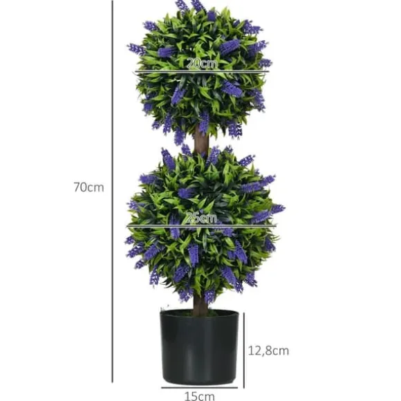 2-pak kunstig lavendel 70 cm med potte, UV-beskyttelse, til hjem & have