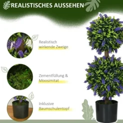 2-pak kunstig lavendel 70 cm med potte, UV-beskyttelse, til hjem & have