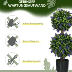 2-pak kunstig lavendel 70 cm med potte, UV-beskyttelse, til hjem & have