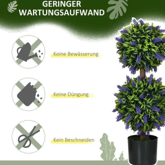 2-pak kunstig lavendel 70 cm med potte, UV-beskyttelse, til hjem & have
