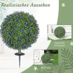 2-pak kunstig lavendel 60 cm UV-beskyttet med jordspyd, til hjem & have