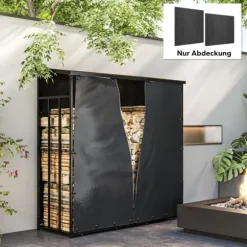 2-pak overtræk til brændestativ 174 cm, vandtæt 600D oxford, UV-beskyttelse, passer 176B x 163/175H cm, sort