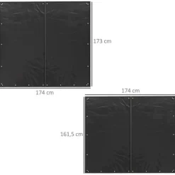 2-pak overtræk til brændestativ 174 cm, vandtæt 600D oxford, UV-beskyttelse, passer 176B x 163/175H cm, sort