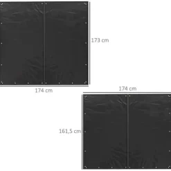 2-pak overtræk til brændestativ 174 cm, vandtæt 600D oxford, UV-beskyttelse, passer 176B x 163/175H cm, sort