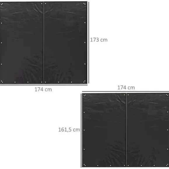 2-pak overtræk til brændestativ 174 cm, vandtæt 600D oxford, UV-beskyttelse, passer 176B x 163/175H cm, sort