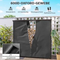 2-pak overtræk til brændestativ 174 cm, vandtæt 600D oxford, UV-beskyttelse, passer 176B x 163/175H cm, sort