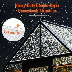 12-pak polycarbonat drivhuspaneler, 2' x 4', 0,24'' tykke tagplader, UV-beskyttelse, energibesparende, holdbare og lette.