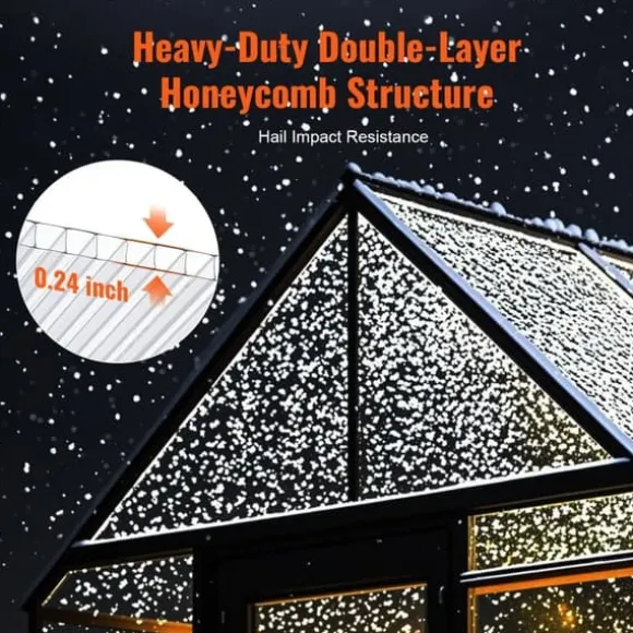 12-pak polycarbonat drivhuspaneler, 2' x 4', 0,24'' tykke tagplader, UV-beskyttelse, energibesparende, holdbare og lette.