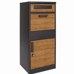 Pakke postkasse - 50x38x112 cm - stål - antracit trælook