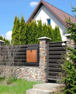 Pakkepostkasse - 43x24x52 cm - metal - antracit, trælook